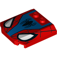 Brick Wedged, Curved Triple 4 × 4 × 2/3 with 2 Studs and Large White Eyes, Spider-Man Logo and Webbing Print Rot
