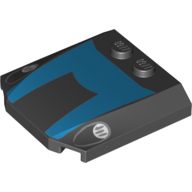 Brick Wedged, Curved Triple 4 × 4 × 2/3, 2 Studs with Blue Hood, Headlights Print Black