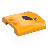 Brick Wedged, Curved Triple 4 × 4 × 2/3 with 2 Studs Black Elephant Head print Bright Light Orange