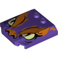 Brick Wedged, Curved Triple 4 × 4 × 2/3 with 2 Studs and Eyes, Orange Nose and Eyebrows Print Dark Purple