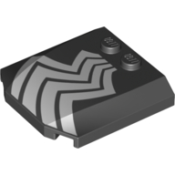 Brick Wedged, Curved Triple 4 × 4 × 2/3 with 2 Studs with White Stripes (Spider Legs) print Schwarz