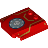 Brick Wedged, Curved Triple 4 × 4 × 2/3 with 2 Studs and Iron Man Armor, Gold Lines, and Round Arc Reactor Print Rot