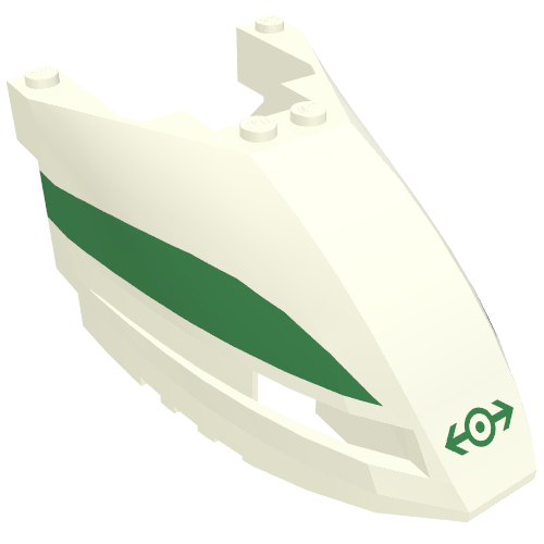 Train Front 6 × 10 × 3 2/3 Triple Curved with Green Stripe and Train Logo Print Weiß