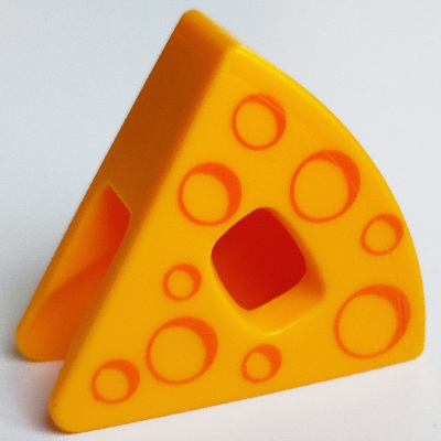 Costume Triangle, Cheese, Orange Holes Print Bright Light Orange