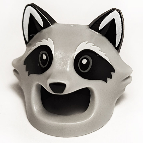 Costume / Mask, Raccoon Head with Black Eyes, Ears print Light Bluish Gray