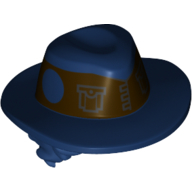 Hair and Hat, Tousled, Dark Blue Hat pattern with Dark Brown Band Print Dunkelbraun