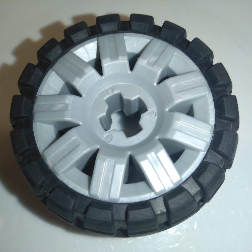 Wheel 60 × 34, with Black Tire 81 × 40 Balloon Offset Tread Pearl Light Gray