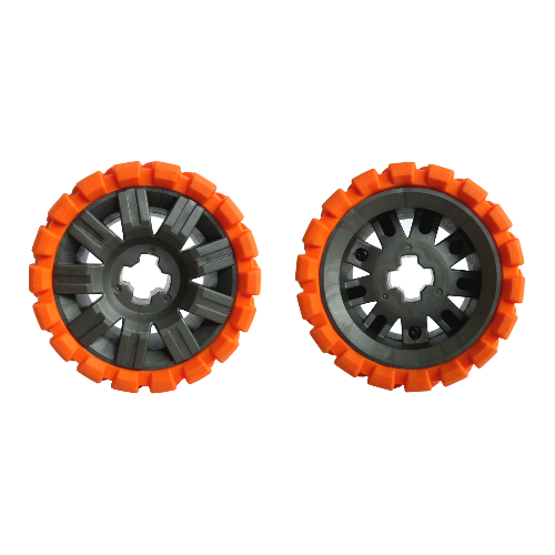 Wheel 60 × 34, with Orange Tire 81 × 40 Balloon Offset Tread Pearl Dark Gray