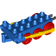 Duplo Train Chassis with Yellow Drive Rod and Red Wheels Blau
