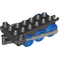 Duplo Train Chassis with Light Bluish Gray Drive Rod and Blue Wheels Black