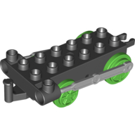 Duplo Train Chassis with Light Bluish Gray Drive Rod & 4 Bright Green Wheels Schwarz
