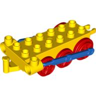 Duplo Train Chassis with Blue Drive Rod and Red Wheels Yellow