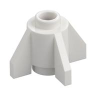 Brick Round 1 × 1 with Fins, Open Stud White