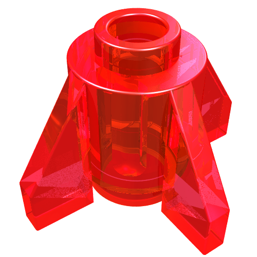 Brick Round 1 × 1 with Fins, Open Stud Transparent-Rot