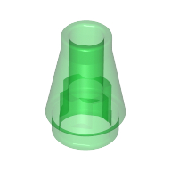 Kegel 1 × 1 [Nr. oben Rille] Transparent-Grün