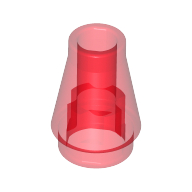 Kegel 1 × 1 [Nr. oben Rille] Transparent-Rot