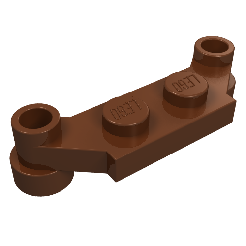 Plate Special 1 × 4 Offset with Bar Holes Reddish Brown