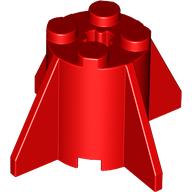 Brick Round 2 × 2 × 2 with Axle Hole and Fins Red