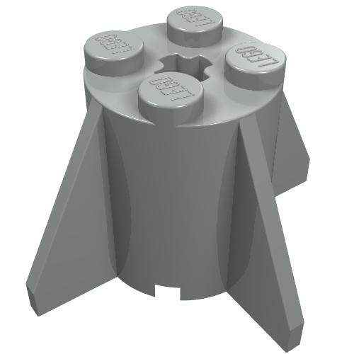 Brick Round 2 × 2 × 2 with Axle Hole and Fins Hellgrau
