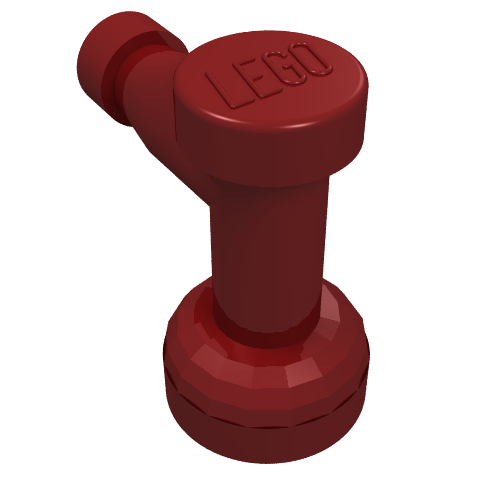 Tap 1 × 1 with Hole in Spout Dark Red