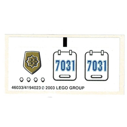 Sticker Sheet for Set 7031-1 [No Color/Any Color]