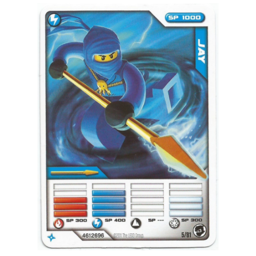 Trading Card, Ninjago Deck #1: 5 - Jay - International Version [No Color/Any Color]