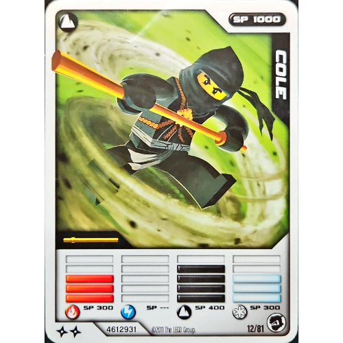 Trading Card, Ninjago Deck #1: 12 - Cole - International Version [No Color/Any Color]