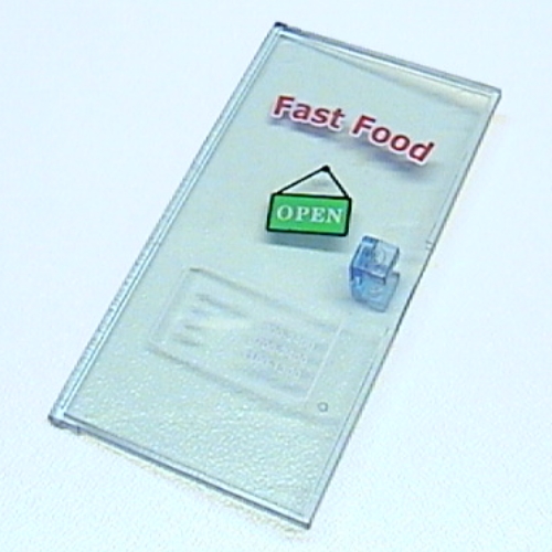 Door 1 × 4 1/2 × 6 with Fast Food Print Trans-Medium Blue