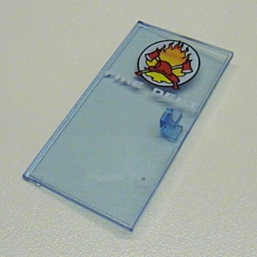 Door 1 × 4 1/2 × 6 with Fire Dept Logo Print Trans-Medium Blue
