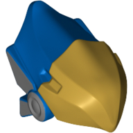 Helmet with High Point at Back, Gold Beak Visor, Silver Ears pattern Blue