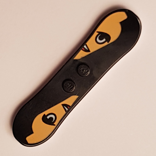 Sports Snowboard with Light Nougat Minifig Head Print, White Bottom Black