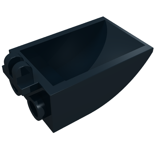 Construction Vehicle Bucket 2 × 3 Curved Bottom, Hollow, with Hinge 2 Fingers