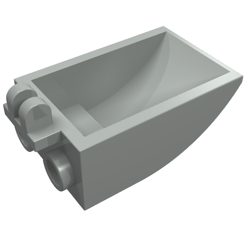 Construction Vehicle Bucket 2 × 3 Curved Bottom, Hollow, with Hinge 2 Fingers Hellgrau