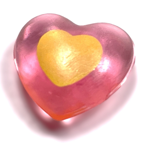 Clikits Icon, Heart 2 × 2 Small with Pin [Polished] with Bright Light Yellow Heart Print Trans-Pink