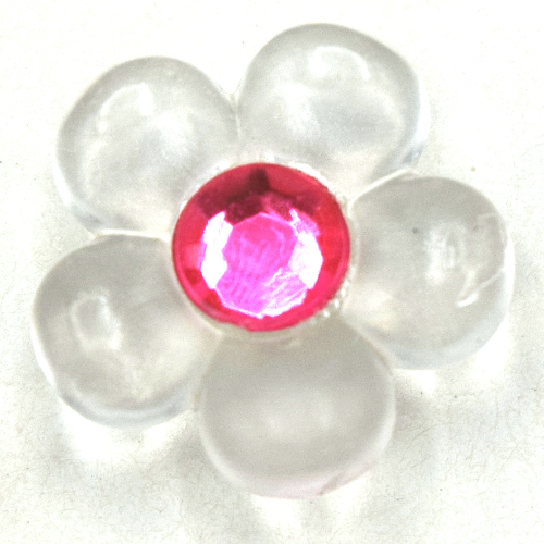 Clikits Icon, Blume 2 × 2 klein, 5 Blütenblätter mit Pin [poliert] mit transparent dunkelrosa Mittelfacettenstein