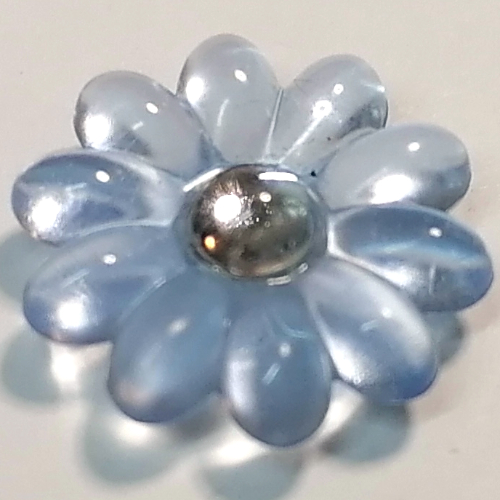Clikits Icon, Flower 2 × 2 Large with 10 Petals and Pin, Trans-Clear Center Cabochon Transparent-Hellkönigsblau