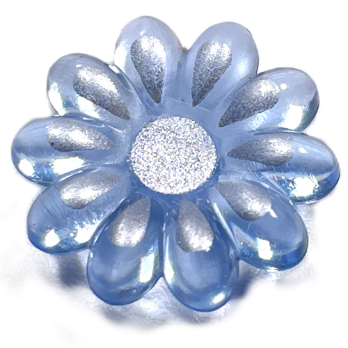 Clikits Icon, Flower 2 × 2 Large with 10 Petals and Pin, Silver Center and Petal Print Trans-Dark Pink