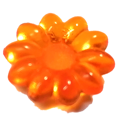 Clikits Icon, Flower 2 × 2 Small, 10 Petals with Pin [Polished] Transparent-Orange
