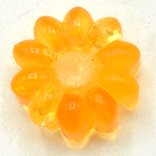 Clikits Icon, Flower 2 × 2 Small, 10 Petals with Hole [Polished] Trans-Flame Yellowish Orange
