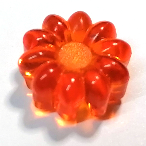 Clikits Icon, Flower 2 × 2 Small, 10 Petals with Hole [Polished] Trans-Orange