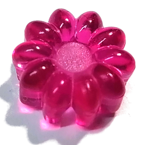 Clikits Icon, Flower 2 × 2 Small, 10 Petals with Hole [Polished] Transparent-Dunkelrosa