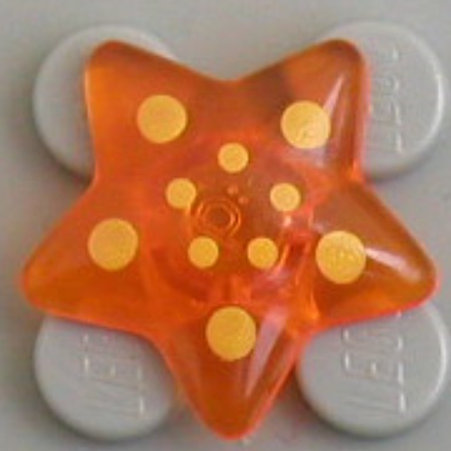 Clikits Icon, Star 2 × 2 Small with Pin [Polished] Yellow Spots in Circle Print Transparent-Orange