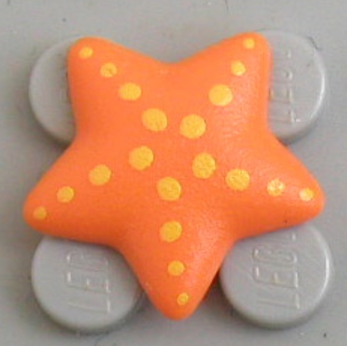 Clikits Icon, Star 2 × 2 Small with Pin [Polished] Yellow Spots as Starfish Print Trans-Orange