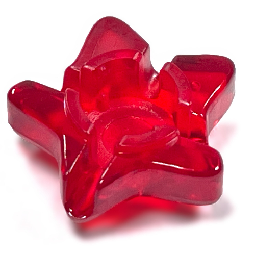 Clikits Icon, Star 2 × 2 Small, with Hole Transparent-Rot
