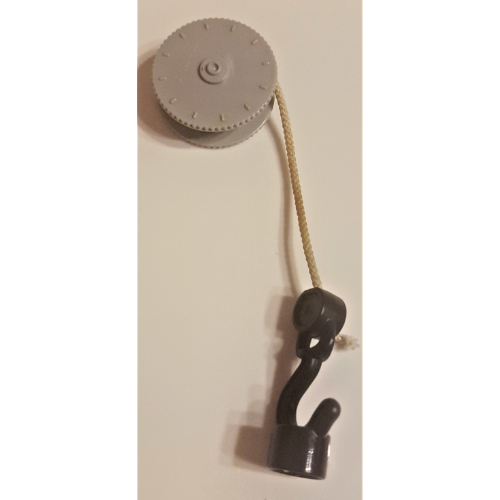 Duplo Winch Drum Narrow High with White String and Black Hook with Stud Case Perlhellgrau