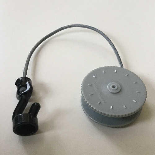 Duplo Winch Drum Narrow High with Dark Bluish Gray String and Black Thin Hook with Stud Case, Rotating Perlhellgrau