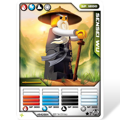 Trading Card, Ninjago Deck #1: *7 - Sensei Wu (Black Outfit) - International Version [No Color/Any Color]