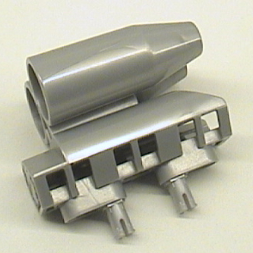 Technic Engine Tunable, Block with Two Round Air Scoops with Pins Pearl Light Gray