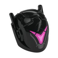 Helmet with Antennae and Headphones with Dark Pink/Bright Pink Visor, Silver Markings print Black