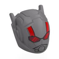 Helmet with Antennae and Headphones and Red Stripes, Dark Red Visor Print (Ant-Man) Flat Silver